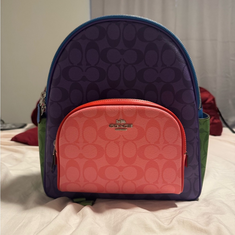 Coach Multicolor Backpack with Purple and Pink